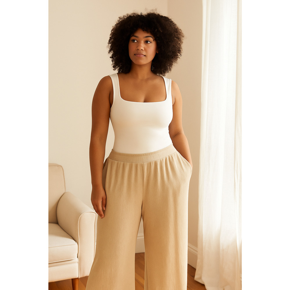 Popilush Cloudsense White Bodysuit Square Neck Sleeveless Shapewear SM